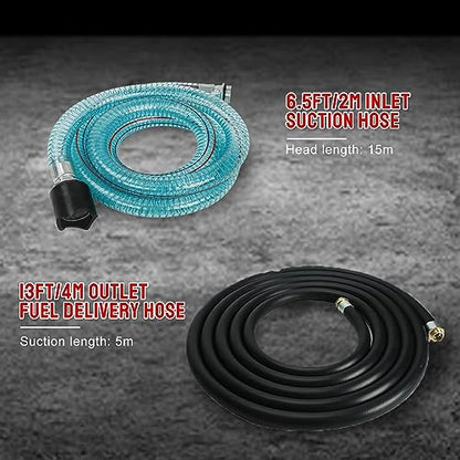 EASYBERG - Bomba de transferencia de combustible eléctrica de aceite diesel de 550 W ~ 110 V, kit de autocebado con medidor de visualización, manguera de 13 pies y kit de boquilla de combustible