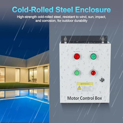 Caja de control del motor, con contactor de CA, controlador multifunción monofásico de 220V 2HP para motor, refrigeración, bombas de agua y ventilador