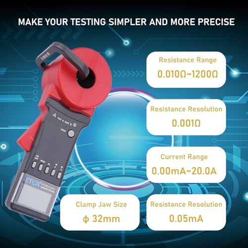 Probador 0.01-1200Ω 0.00mA-20.0A del metro de la resistencia de tierra de la abrazadera de ETCR2100C+ Digitaces