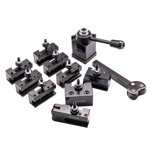 Juego de 11 postes de herramientas tipo cuña OXA, juego de postes de herramientas de acero de cambio rápido de 250-000, más 2 extra 250-001 y 2 extra 250-002 para mini torno de 6-9 pulgadas