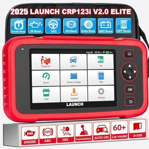 LAUNCH CRP123I V2.0 OBD2 Escáner, herramienta de diagnóstico de transmisión ABS SRS, comprobación de la luz del motor, airbag lector de código del coche con EPB SAS TPMS lámpara de aceite del