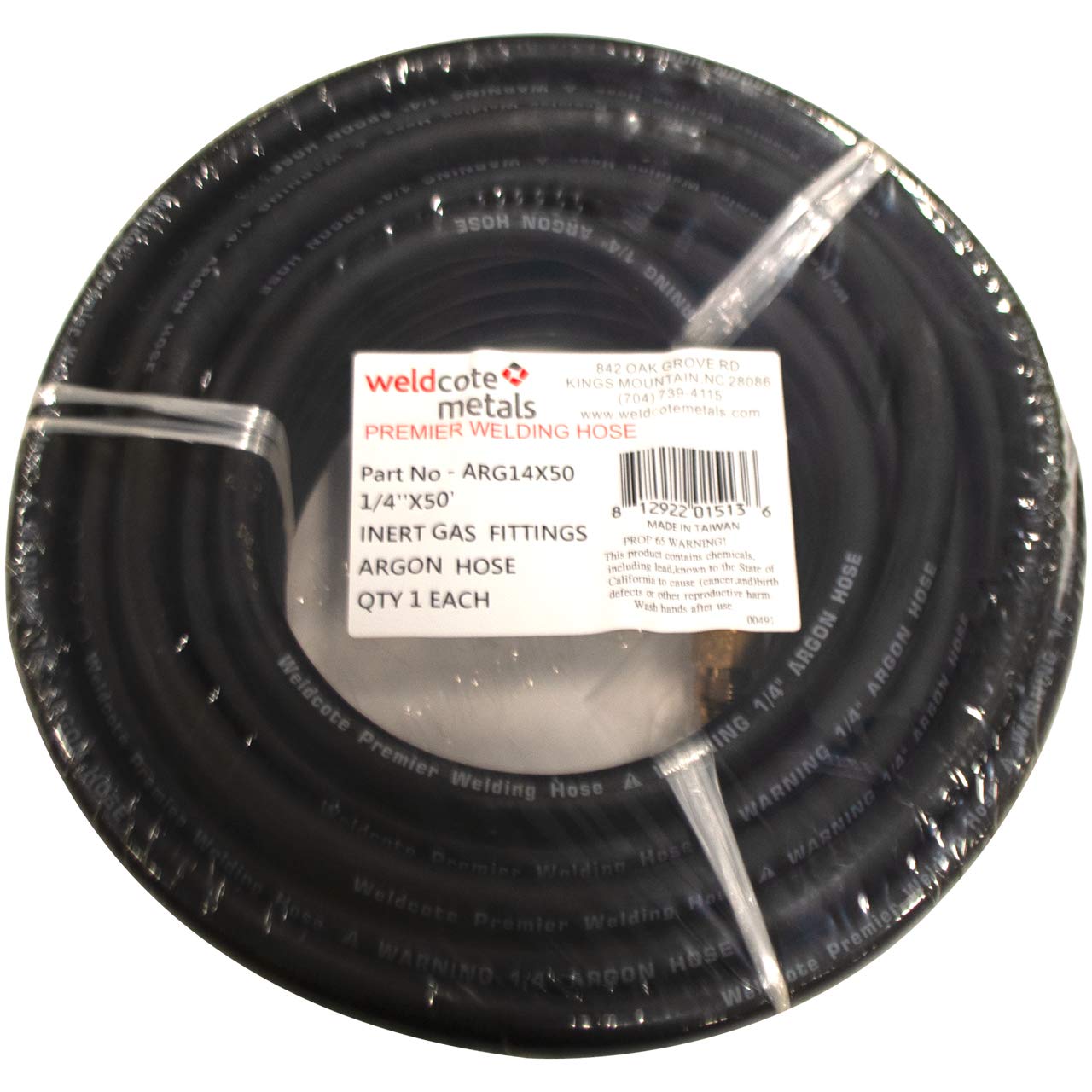 Weldcote ARG14X50 Manguera de argón con accesorio de gas inerte, 50 pies