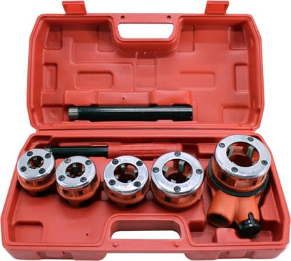 HFS(R) Herramienta de Roscado de Tubos con Mango de Trinquete 5 Piezas Enhebrador de Trinquetes con Maleta Plástica