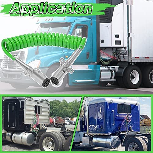 Bobina de alimentación eléctrica ABS de 7 vías de 15 pies, cables de ABS en espiral de alta resistencia, cable de alimentación eléctrica para tractores de remolque semirremolques