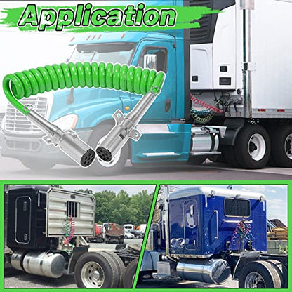 Bobina de alimentación eléctrica ABS de 7 vías de 15 pies, cables de ABS en espiral de alta resistencia, cable de alimentación eléctrica para tractores de remolque semirremolques