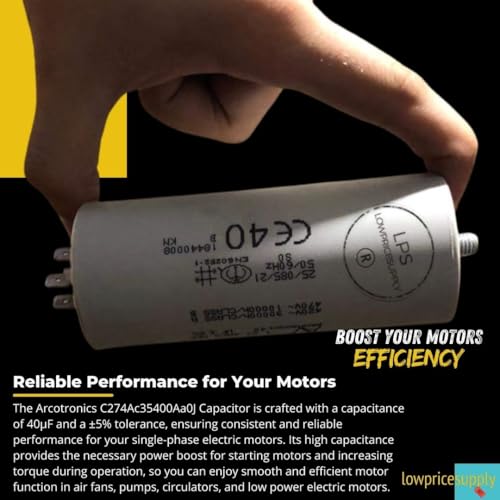 Arcotronics C274Ac35400Aa0J Condensador de polipropileno 40Uf 470VAC Q.C 5% AV Condensador de conexión de 4 hilos: (1.27.4AC3 MKP) 40 uf 5%, 420v-30000h/clase A, 470v-1000h/clase B, 25/085/2 34 ES