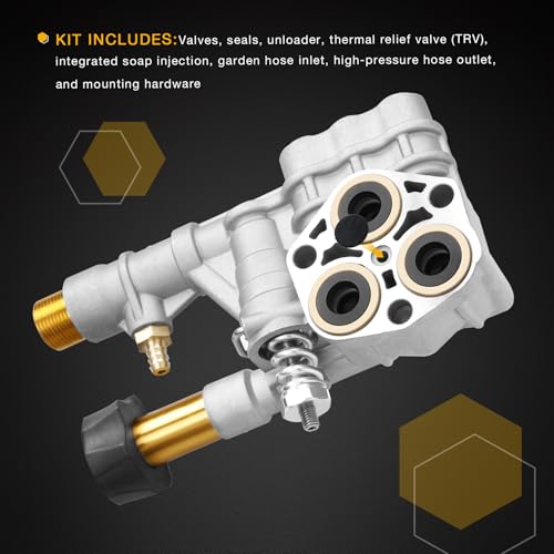 7108366 Kit de reemplazo de colector de bomba de lavado a presión para 510020 y 520006 bombas de lavado a presión de leva axial