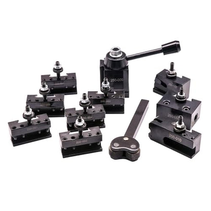 Juego de 11 postes de herramientas tipo cuña OXA, juego de postes de herramientas de acero de cambio rápido de 250-000, más 2 extra 250-001 y 2 extra 250-002 para mini torno de 6-9 pulgadas