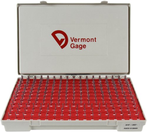 Vermont Gage Juego de 190 medidores de acero, clase de tolerancia ZZ, 0,2 a 0,6 cm de diámetro #101200400