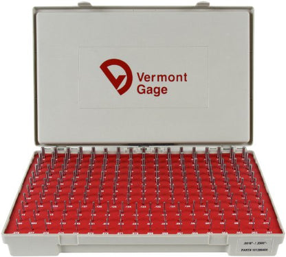 Vermont Gage Juego de 190 medidores de acero, clase de tolerancia ZZ, 0,2 a 0,6 cm de diámetro #101200400