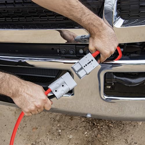K KRIËGER Cables de Puente 100% Cobre Puro, 30 pies, 2 Calibre, 1000 amperios con Kit de instalación Permanente y enchufes de conexión rápida, Bolsa de Transporte incluida B0BTZ5HNLK