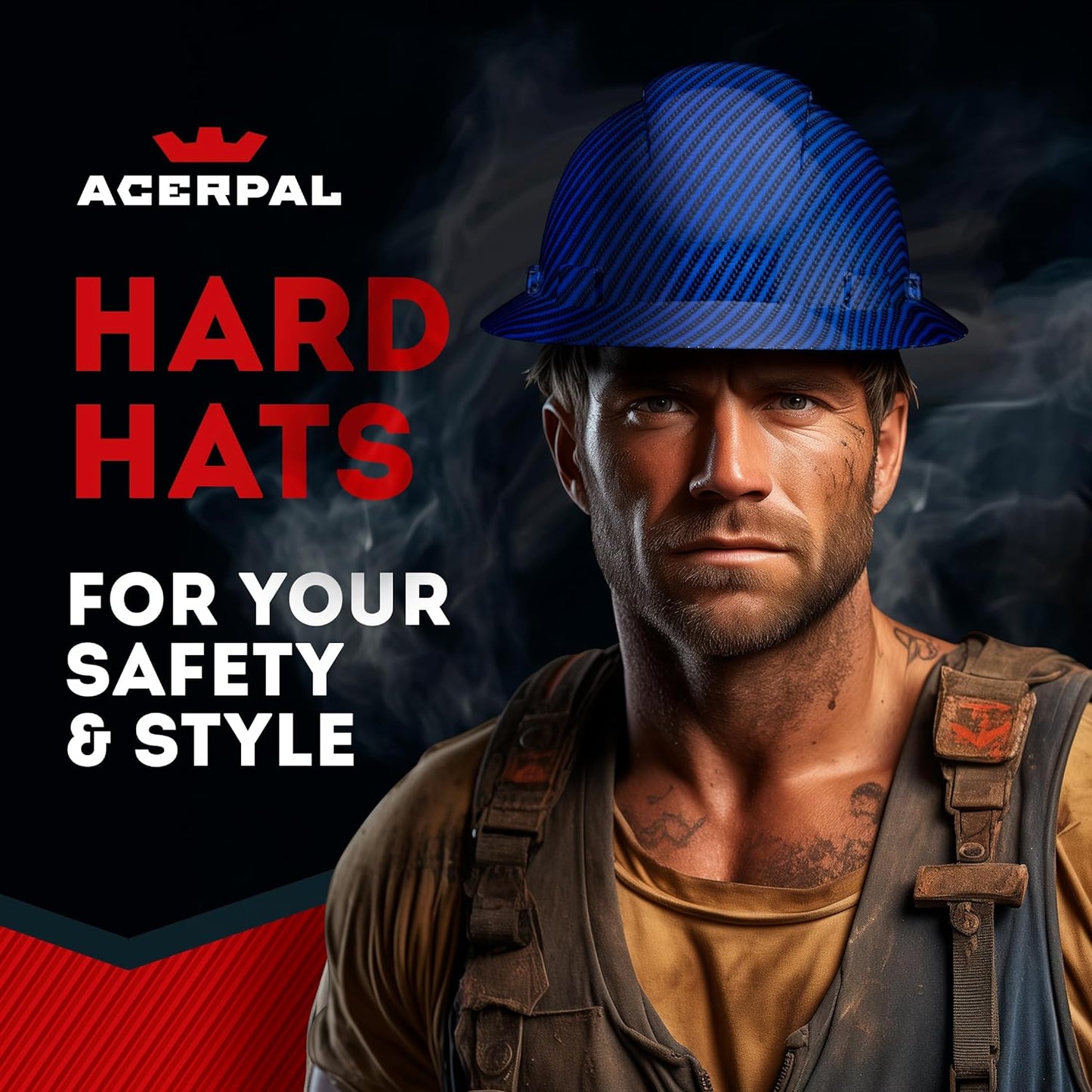 Acerpal Casco duro OSHA con diseño de fibra de carbono ventilada de ala completa con suspensión de 6 puntos (opciones 1)