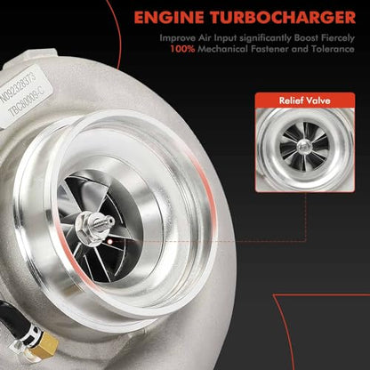 A-premium GTA4294B Turbocompresor completo Turbo Kit con actuador y junta de Wastegate compatible con motores diesel Detroit 2000-2004, todos los modelos de la serie 60 12.7L Modelos – Sustituye a