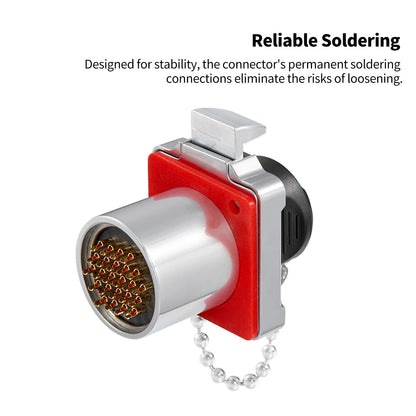 CNLINKO BD-24 Conectores impermeables industriales de 24 pines, conector circular IP68, carcasa antiinterferencias de metal duro, conector de aviación de enchufe rápido, enchufe de brida de montaje en