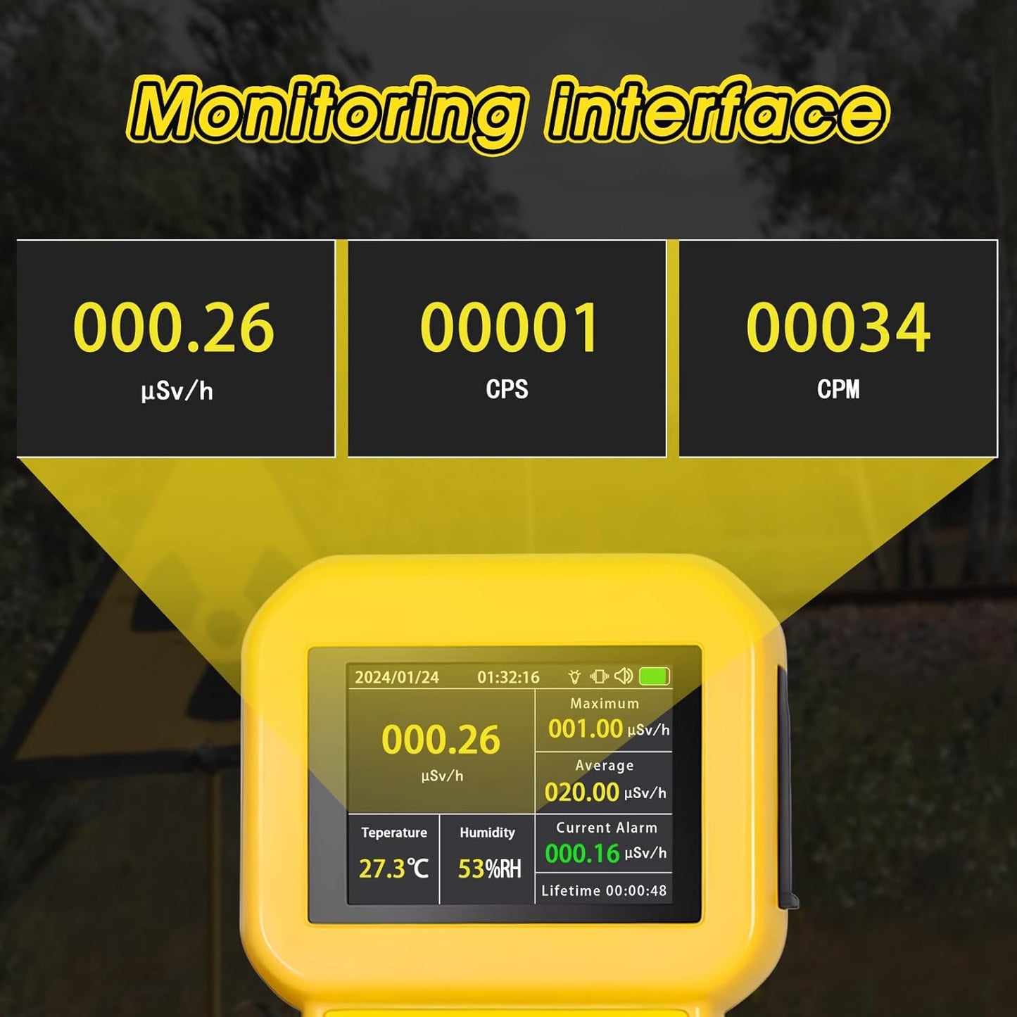 Detector de radiación nuclear, detector radiactivo, medidor radiactivo con pantalla LCD, detector radiactivo, detector de detección de rayos X beta gamma nivel CPM con alarma, monitor de radiación