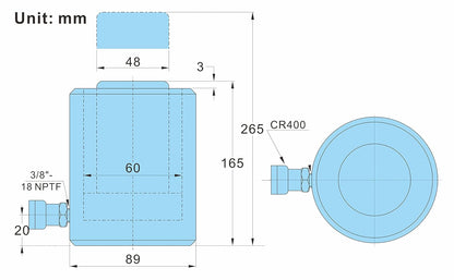 AZMCNC - Cilindro hidráulico de 20 toneladas de acción única de 4 pulgadas de carrera 20T cilindro hidráulico gato elevador Ram portátil de acción única cilindros de elevación con carrera de 100 mm
