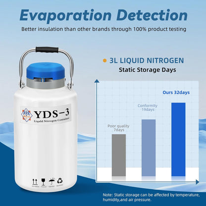 Magula Contenedor de nitrógeno líquido de 6L Contenedor criogénico (LN2) Aleación de aluminio Nitrógeno líquido Dewar Contenedor criogénico estático Contenedor de nitrógeno líquido con 6 recipientes