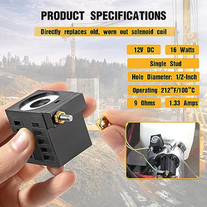 Repuesto para bobina de solenoide Deltrol EF-1082 10196-61 10196-60, 12 V CC, 16 W, perno único, se adapta a la unidad de potencia SPX Fenner Stone