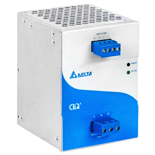 Fuente de alimentación para carril DIN Delta CliQ II 1 CA/24 V CC/20 A DRP024V240W1BN