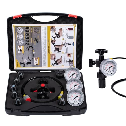 Kit de carga de acumulador de nitrógeno hidráulico con 3 medidores de prueba de presión y 7 adaptadores (M28* 1.5, UNF 5/8, UNF 1/2, etc.), kit de carga de nitrógeno métrico para acumulador GRYVOZE