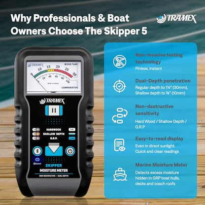 Tramex Skipper 5 Medidor de Humedad para Barcos SMM5 | Instrumento Marino para Medir el Contenido de Humedad en Madera y Plástico Reforzado con Fibra de Vidrio (GRP)