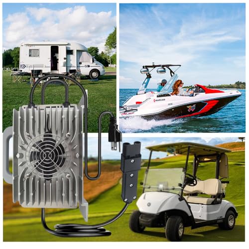 Cargador de batería de 48V 17A para Yamaha Golf Cart G19 G22, con enchufe de 2 pines, impermeable IP67