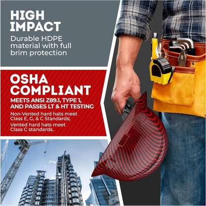 Acerpal Casco duro OSHA con diseño de fibra de carbono ventilada de ala completa con suspensión de 6 puntos (opciones 1)
