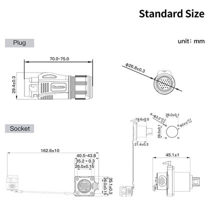 CNLINKO BD-24 Conectores impermeables industriales de 24 pines, conector circular IP68, carcasa antiinterferencias de metal duro, conector de aviación de enchufe rápido, enchufe de brida de montaje en
