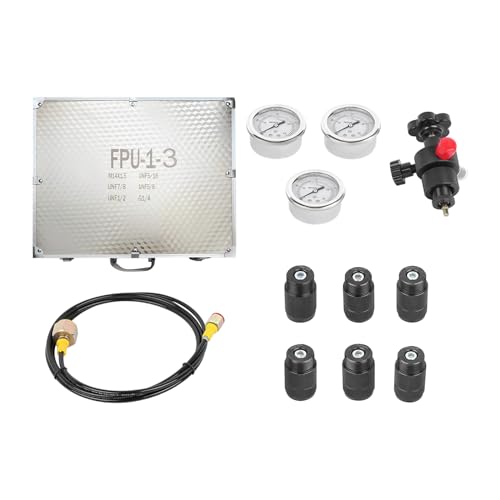 Kit de llenado de nitrógeno acumulador hidráulico de 3 calibradores, juego profesional de manómetros de llenado de gas, herramienta de prueba de acumulador multiadaptador con 6 acoplamientos para