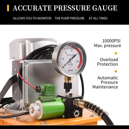 LCyindu - Bomba hidráulica eléctrica de 750 W, 2 velocidades, 110 V, 10000 PSI, 8.4 cuartos de galón, válvula solenoide hidráulica, bomba eléctrica hidráulica para perforación, doblado, tomas de