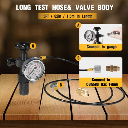 Kit de prueba de medidor de presión de nitrógeno hidráulico GK-01, herramientas de carga de gas acumulador de nitrógeno, kit de inflado de nitrógeno, 0-400 BAR/6000 PSI, con 7 acoplamientos, 3