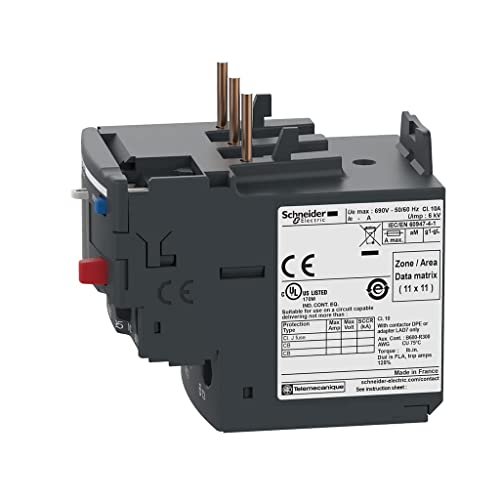 Schneider Electric DPER21 Easy TeSys Relé de sobrecarga térmica con reinicio manual/automático, terminales de abrazadera de tornillo | Se utiliza con aire acondicionado, bomba de calor, HVAC,