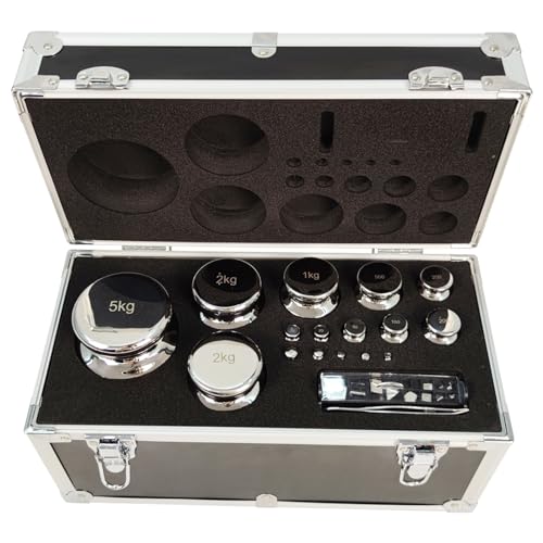 Juego de pesas de calibración PreAsion, grado F1, 1mg-5kg, kit de 28 piezas, pesas de acero inoxidable con caja de aleación de aluminio para educación en laboratorio - J251080FBA