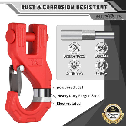 AUTOBOTS Gancho de cabrestante de 3/8 pulgadas, resistente, máximo 20 toneladas (45,000 libras), gancho de cabrestante ATV de acero forjado con pestillo de seguridad, gancho deslizante para