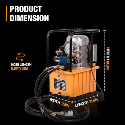 LCyindu - Bomba eléctrica hidráulica de 8.4 cuartos de galón, válvula solenoide de doble efecto de 8 litros, paquete de energía hidráulica, bomba portátil eléctrica, cilindro DB075-D2