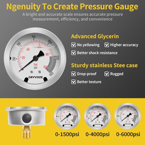 Kit de carga de acumulador de nitrógeno hidráulico, kit de llenado de nitrógeno, sistema de prueba de presión, herramientas de carga de gas con 7 adaptadores, 3 calibradores, 1 manguera de gas