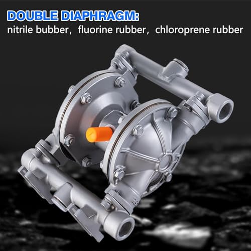 Bomba de doble diafragma accionada por aire de entrada y salida de 1,27 cm, bomba neumática de transferencia de aceite residual para productos químicos QBK-15P, 9 GPM de doble diafragma, hule de