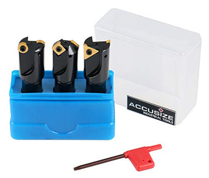 Accusize Industrial Tools Juego de 3 molinos de extremo Hogger Little Hogger, 45 grados, 90 grados y 3/16r con vástago de 3/4 pulgadas, cabeza de 1 pulgada, 0046-0700