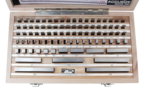 Accusize 0087-2160 - Juego de bloques de calibración métrica, grado 2, estándar alemán Din861 con certificado Mfg, 0087-2160