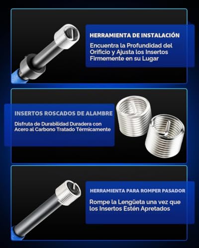Orion Motor Tech Kit de Reparación de Roscas Helicoil, Herramienta de Reparación de Roscas M6x1.0 con Broca HSS y 30 Inserciones de Rosca, Internas con Estuche de Transporte