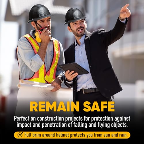 Casco de seguridad OSHA para la construcción, sistema de trinquete de 6 puntos, cumple con la norma ANSI Z89.1 de equipos de protección personal, diseño de fibra de carbono - Negro grafito mate