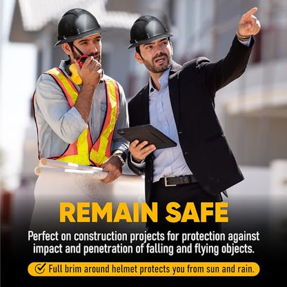 Casco de seguridad OSHA para la construcción, sistema de trinquete de 6 puntos, cumple con la norma ANSI Z89.1 de equipos de protección personal, diseño de fibra de carbono - Negro grafito mate