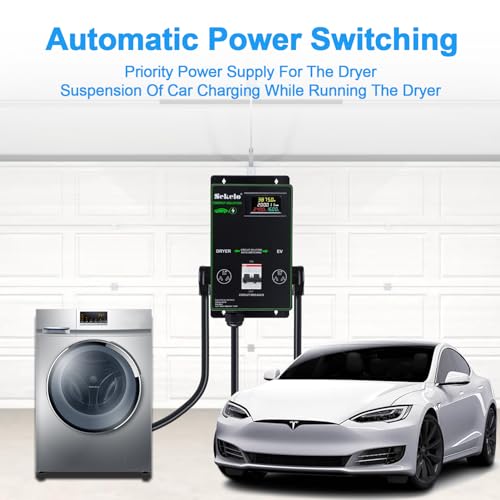 Integración de carga inteligente EV: interruptor de alimentación automático Sekelo para secadora y EV, NEMA 10-30, carga rápida, pantalla en tiempo real