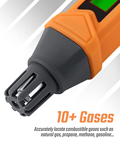 PT199 Detector de fugas de gas natural con alarma audible y visual, sniffer de gas portátil para localizar fuentes combustibles como metano, propano para el hogar (incluye batería x2), naranja