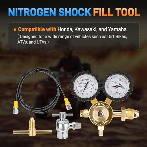 Kit regulador de nitrógeno, herramienta de llenado de choque de nitrógeno de 4000PSI con portabrocas y medidor Schrader sin pérdidas, para amortiguadores, compatible con Dirt Bike, ATV, UTV - MZ831214