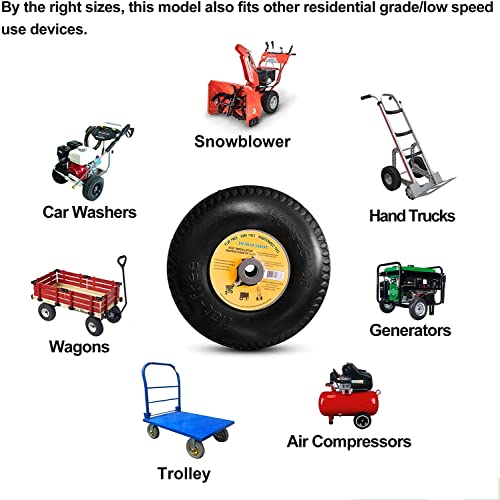 2 nuevos HORSESHOE 4.10/3.50-6 - Camión de mano plano sólido multiusos, ruedas universales de dientes de sierra de 13 pulgadas con ajuste de grasa, longitud del cubo de desplazamiento 2.25 pulgadas,