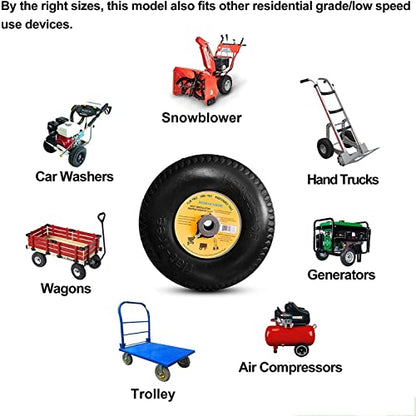 2 nuevos HORSESHOE 4.10/3.50-6 - Camión de mano plano sólido multiusos, ruedas universales de dientes de sierra de 13 pulgadas con ajuste de grasa, longitud del cubo de desplazamiento 2.25 pulgadas,
