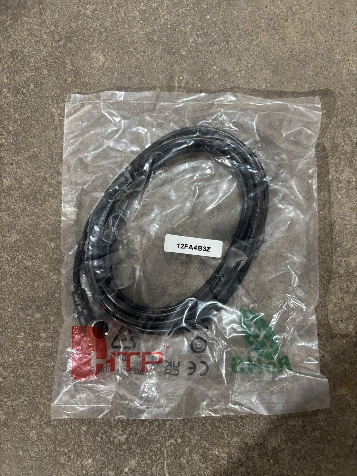 HTP 12FA4B3Z M12 4-Pin Female Right Angle Sensor Cable 3-Meter