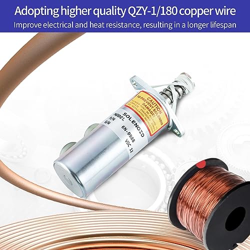 6N-9988 Solenoide de apagado de combustible 6N-3749 7N-8883 9L-7880 9N-1068 para Caterpillar Engine 3208 Paving Compactor CB-614 CP-553 CS-551 CS-553 PS-500 2 terminales 1 VDC 2VDC