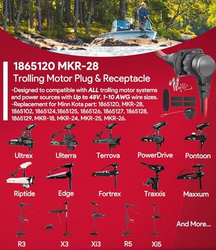 1865120 MKR-28 Enchufe y Receptáculo para Motor de Pesca Minn Kota, Accessorio de Batería Marina de Agua Dulce y Salada 12V/24V/36V/48V Macho Hembra Conector de Enchufe de Motor de Pesca Rápido